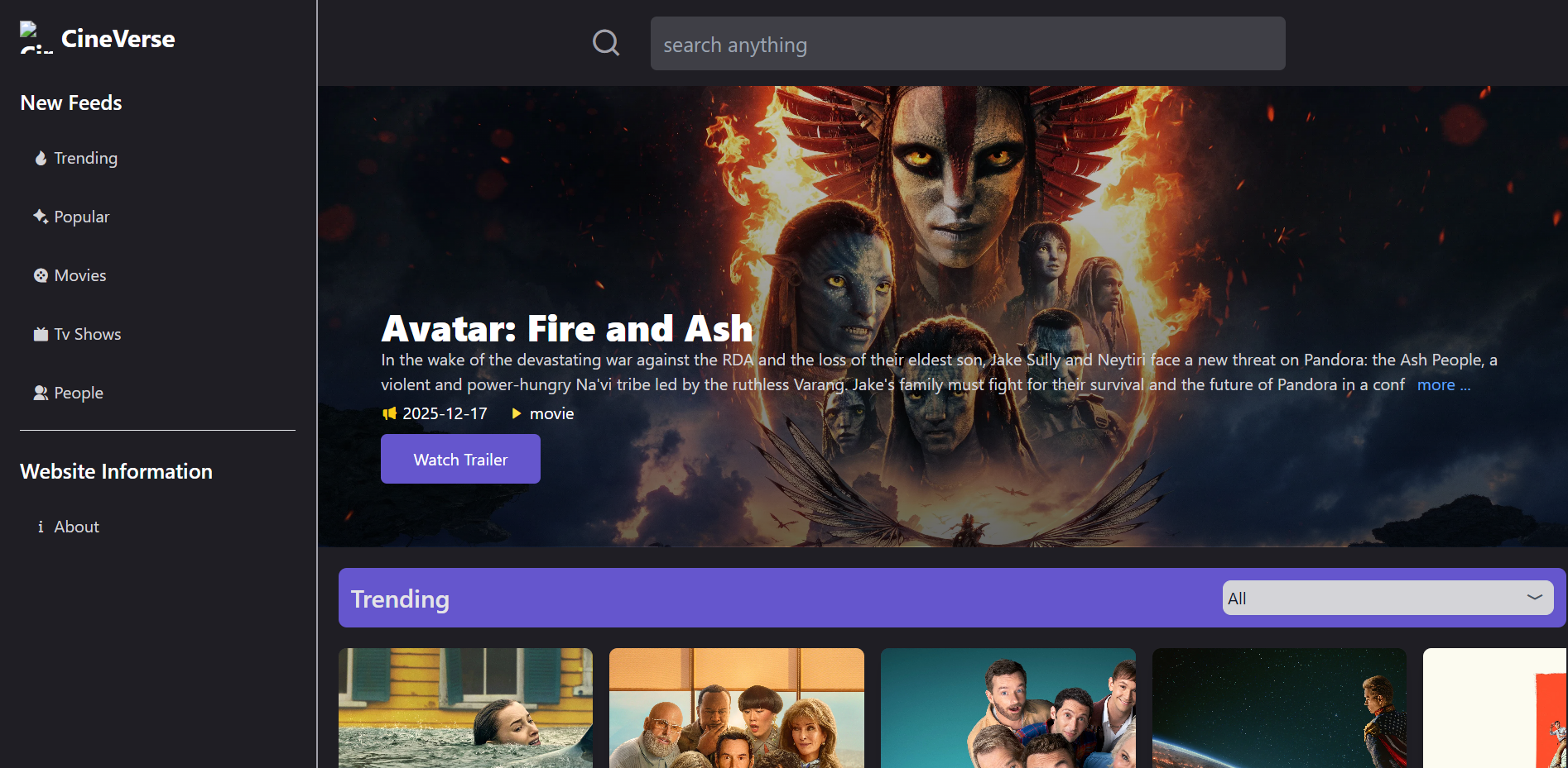 CineVerse Project Screenshot